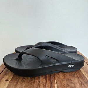 Oofos Black Original Thong Flip Flops Comfort Sandals Unisex US M 9 W 11